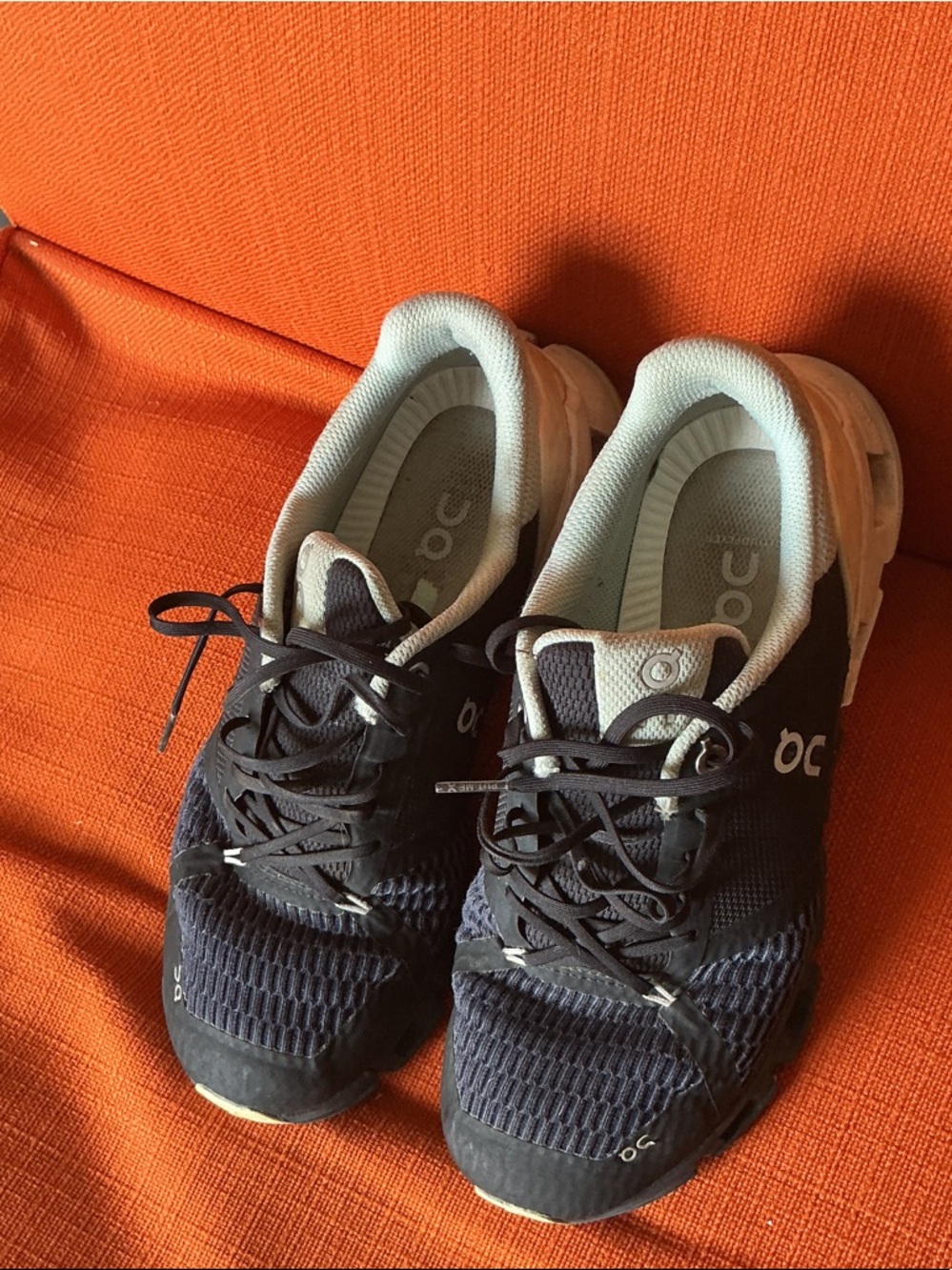 On Cloud Running Shoes in Navy and White